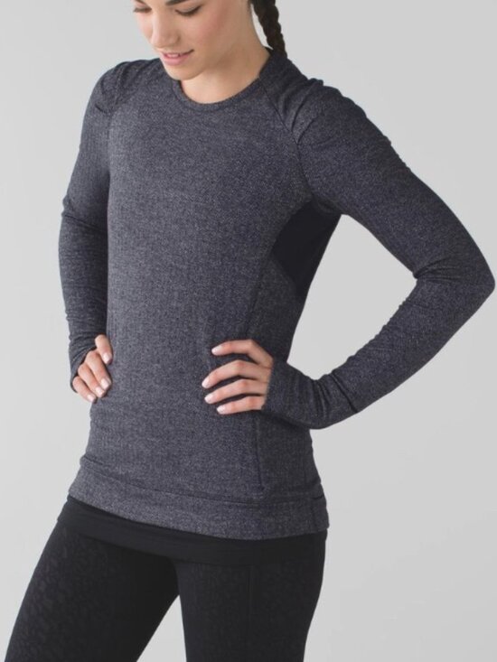 lululemon athletica Tops - Lululemon Think Fast Long Sleeve Heathered Herringbone Women's top size 10